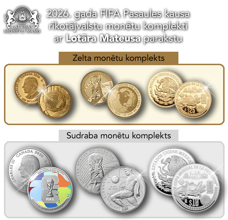 2026. gada FIFA Pasaules kausa rīkotājvalstu monētu komplekti ar Lotāra Mateusa parakstu
