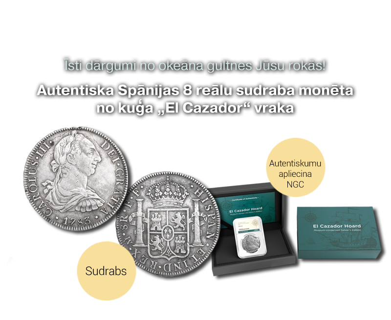Kuģa “El Cazador” vrakā atrasta autentiska sudraba monēta B