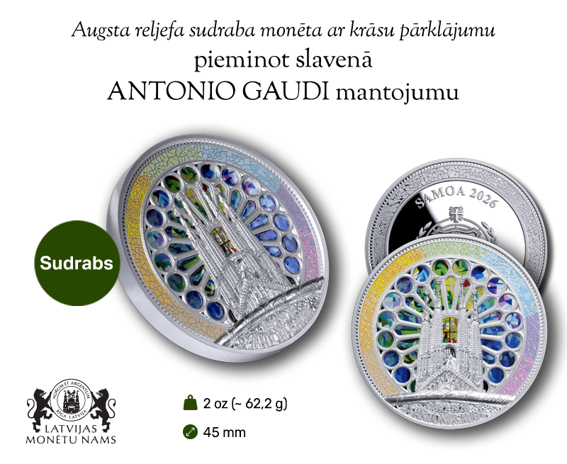 Sudraba monēta “Antonio Gaudi mantojums”
