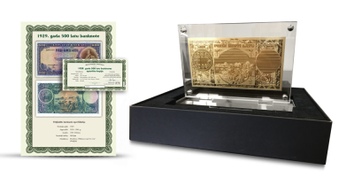 1929. gada 500 latu banknotes apzeltīta kopija