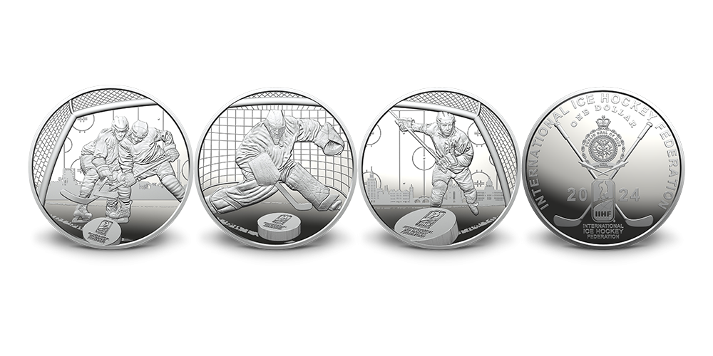 2024. gada pasaules čempionātam hokejā veltīts sudraba monētu komplekts