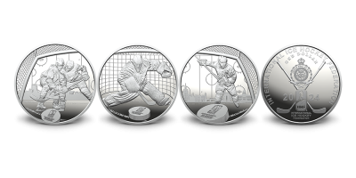 2024. gada pasaules čempionātam hokejā veltīts sudraba monētu komplekts