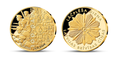 Apzeltīta medaļa “Lāčplēša dienai 100” 