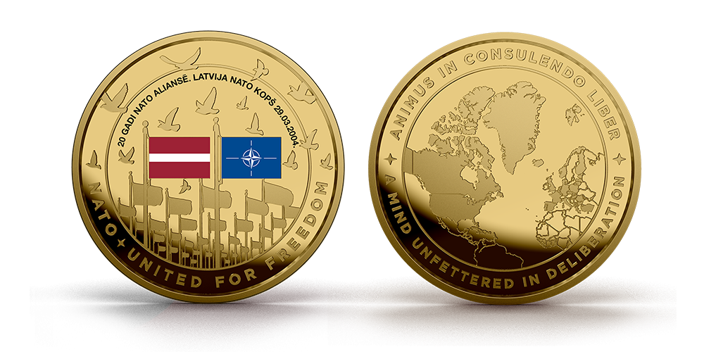 Apzeltīta medaļa „LATVIJA – 20 GADI NATO“