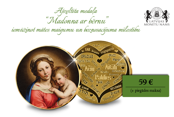 Apzeltīta medaļa &ldquo;Madonna ar bērnu&rdquo;