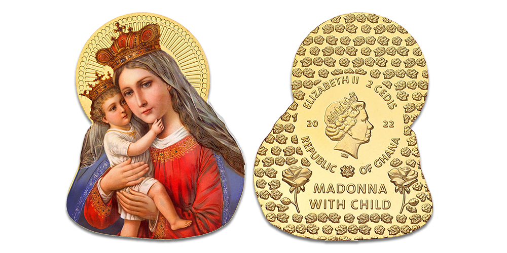 Apzeltīta monēta „Madonna ar bērnu“ Apzeltīta monēta „Madonna ar bērnu“