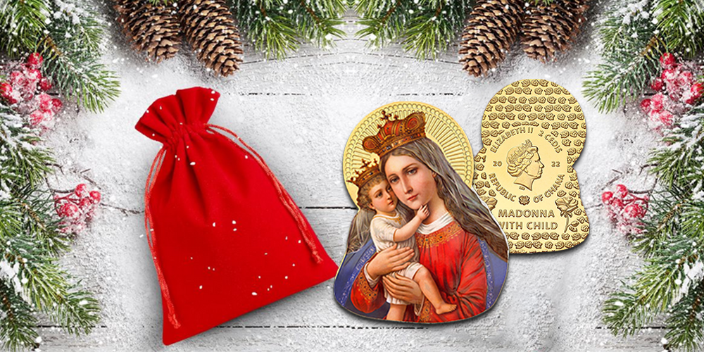 Apzeltīta monēta „Madonna ar bērnu“1