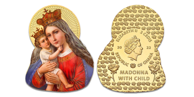 Apzeltīta monēta „Madonna ar bērnu“