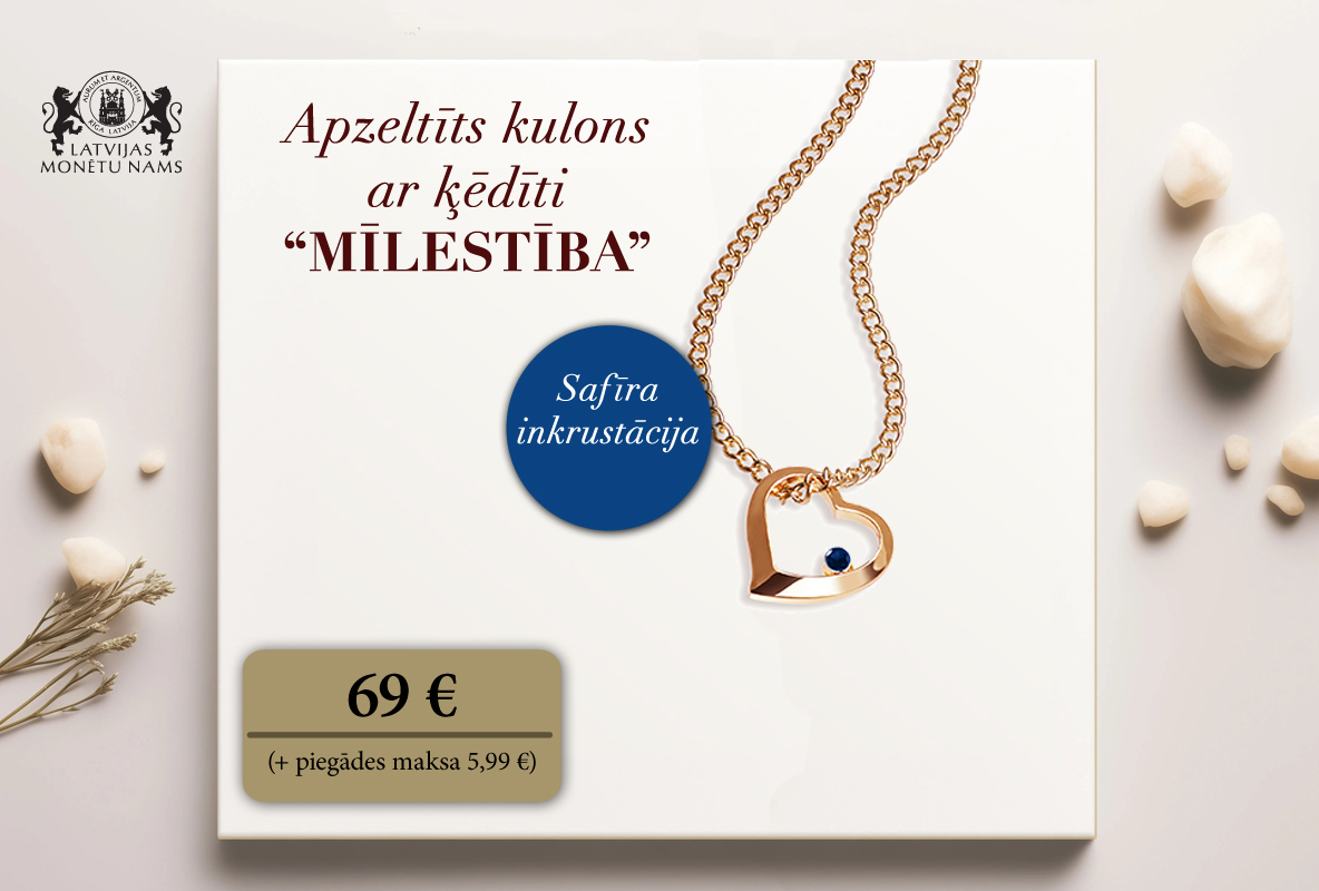 Apzeltīts kulons ar ķēdīti &ldquo;Mīlestība&rdquo;