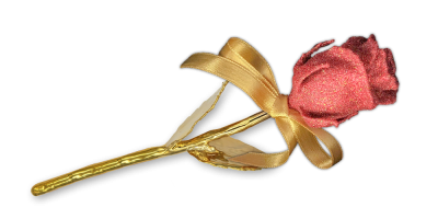 Īsta roze ar tīra zelta un rubīna putekļu pārklājumu