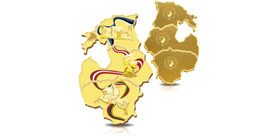 Baltijas valstu kontūru formu apzeltītu monētu izlase