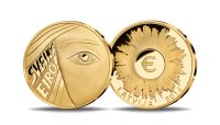 Apzeltītā medaļa, kas veltīta eiro ieviešanai Latvijā