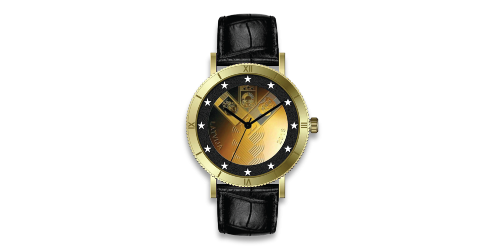 Elegants rokaspulkstenis ar 100-gades 2 eur monētu Elegants rokaspulkstenis ar 100-gades 2 eur monētu