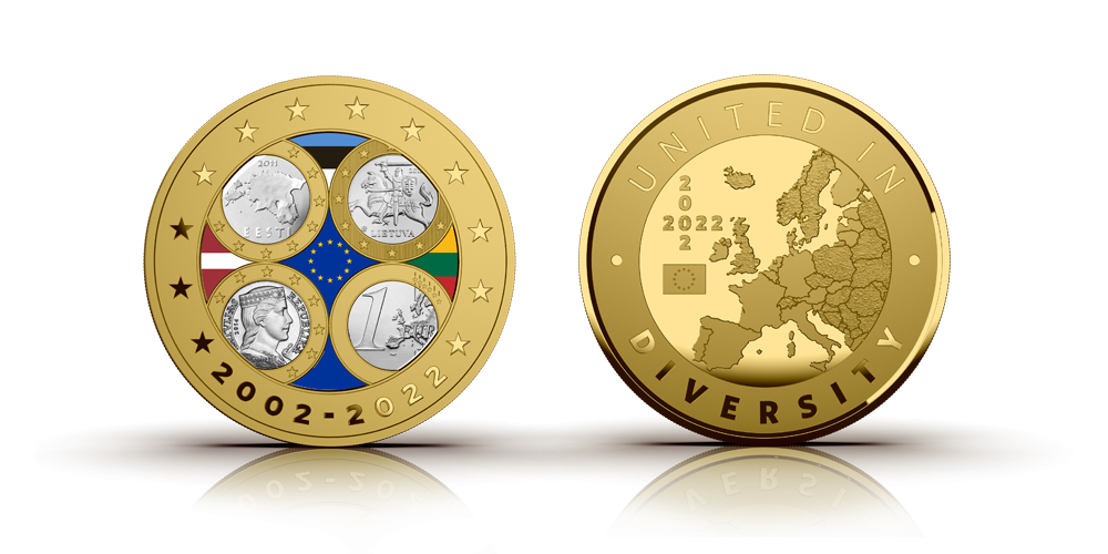 Pirmā medaļa - „Latvijas, Igaunijas un Lietuvas pirmās eiro monētas“