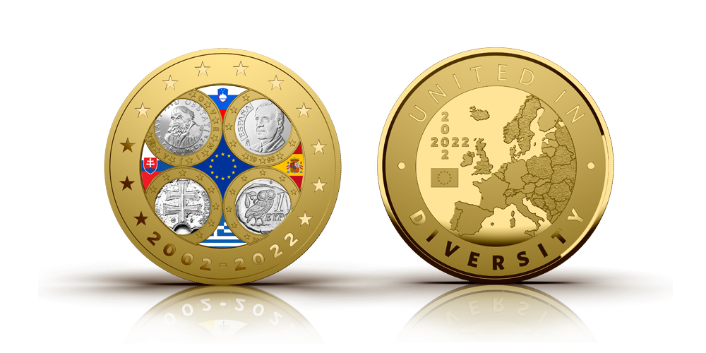 Medaļa – „Spānijas, Grieķijas, Slovākijas un Slovēnijas pirmās eiro monētas“