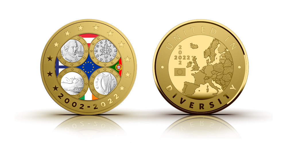 Medaļa – „Portugāles, Īrijas, Somijas un Austrijas pirmās eiro monētas“