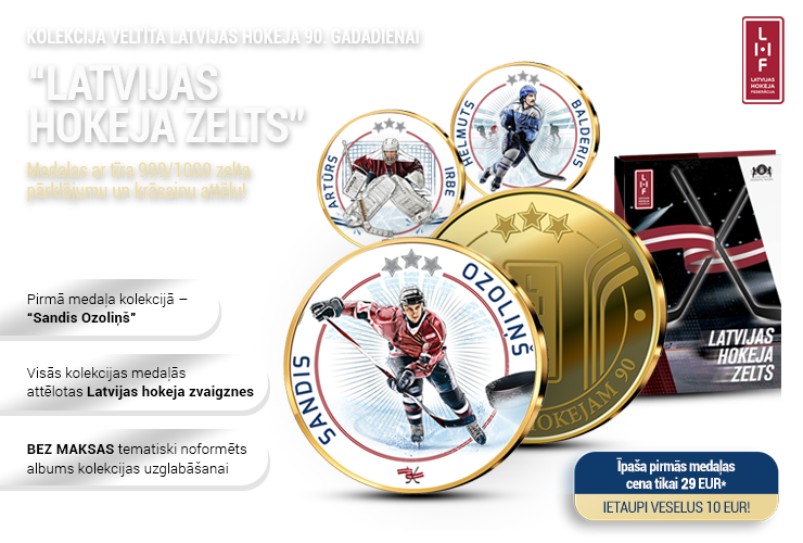 Kolekcija „Latvijas hokeja zelts“, pirmā medaļa - „Sandis Ozoliņš“  