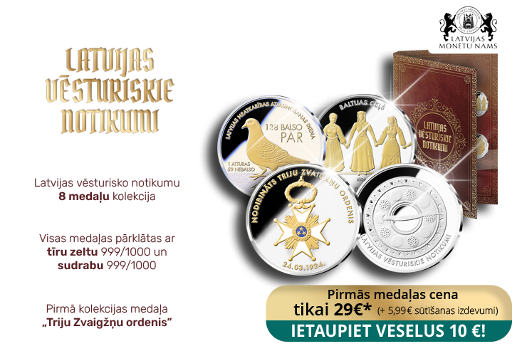 Kolekcija „Latvijas vēsturiskie notikumi“, pirmā medaļa - „Triju Zvaigžņu ordenis“  