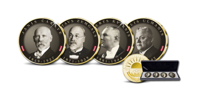 Apzeltītu medaļu komplekts „Latvijas Valsts prezidenti 1922–1940”
