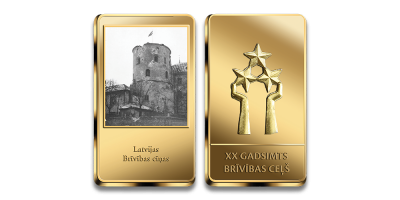 Apzeltīts numismātikas izstrādājums “Latvijas Brīvības cīņas jeb Neatkarības karš”