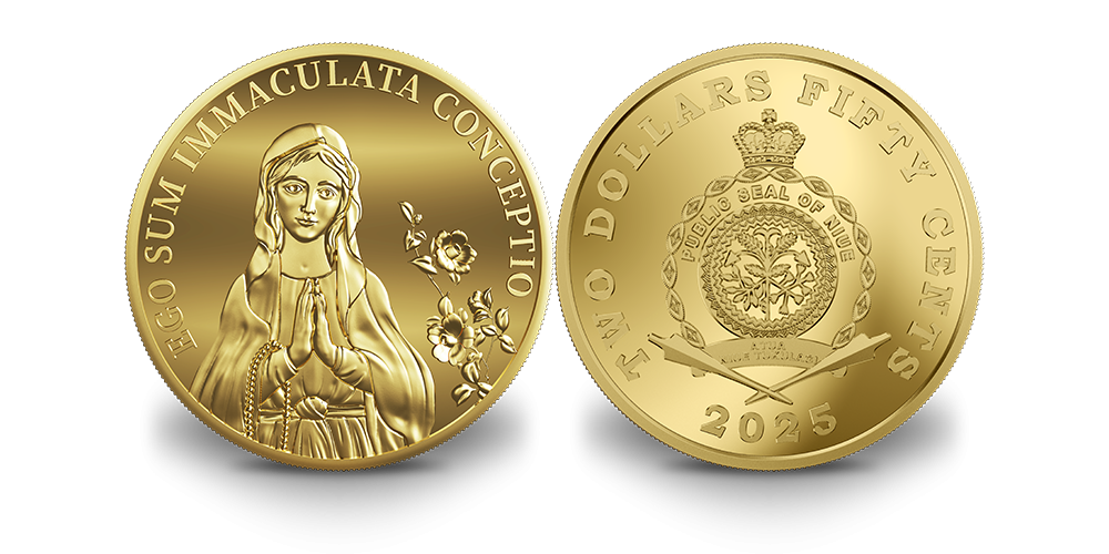 Medaljons ar tīra zelta monētu “Lurdas Dievmāte”1