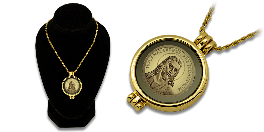Medaljons ar zelta monētu “Jēzus Kristus”