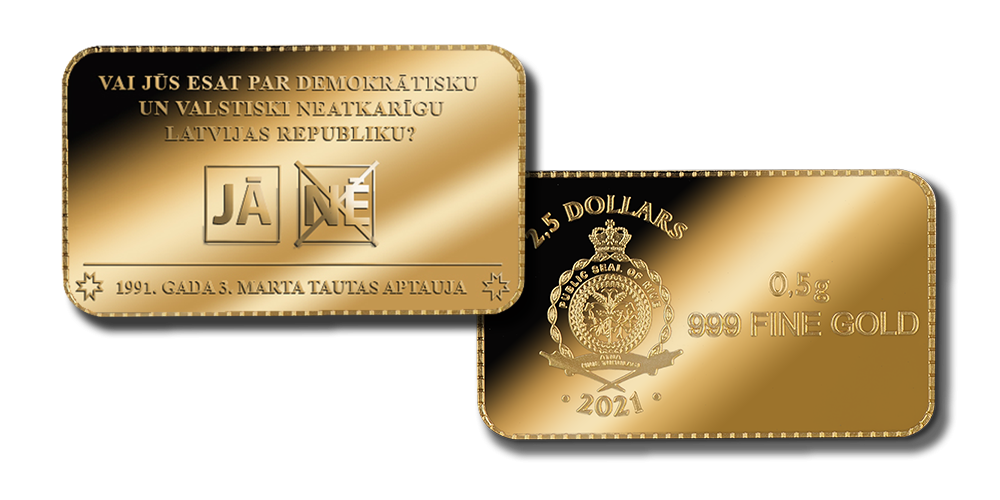 Zelta monēta „1991. gada 3. marta tautas aptauja” Zelta monēta „1991. gada 3. marta tautas aptauja”