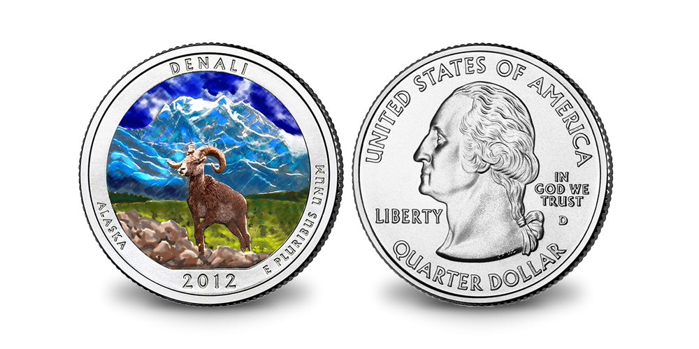 Krāsaina monēta “Denali nacionālais parks un rezervāts”