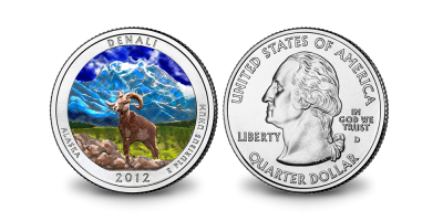 Krāsaina monēta “Denali nacionālais parks un rezervāts”