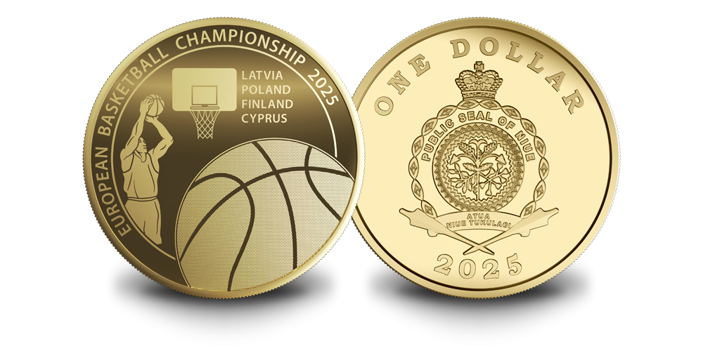 Tīra zelta monēta “Eiropas čempionāts basketbolā 2025”