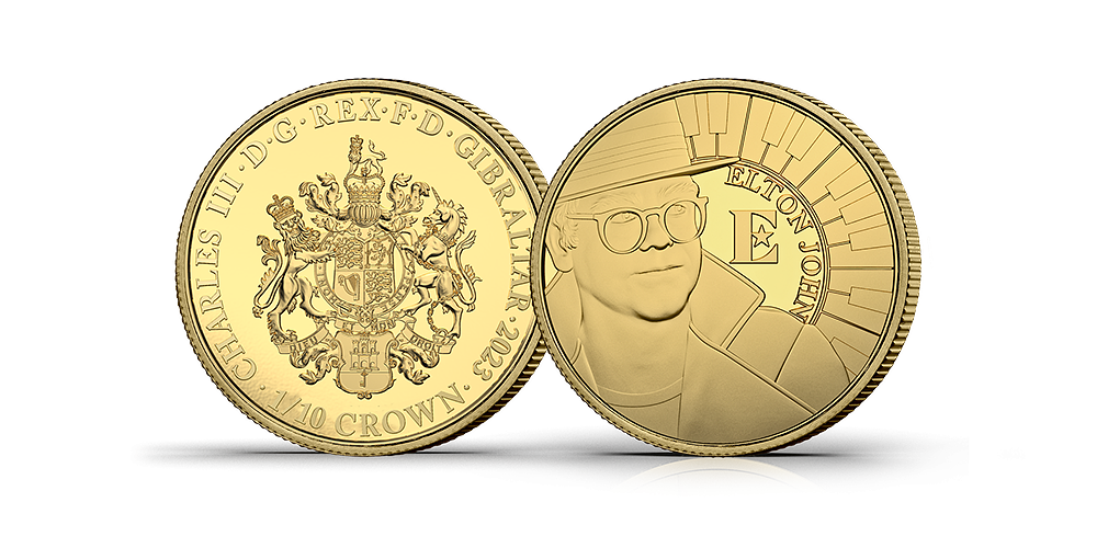 Zelta monēta, kas veltīta seram Eltonam Džonam