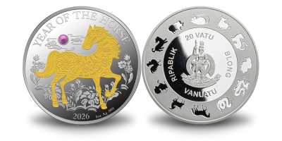 Sudraba monēta, kas veltīta Uguns Zirga gadam 2026