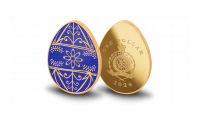 Apzeltīta un ar safīra putekļiem pārklāta monēta “Lieldienu margrietiņa”