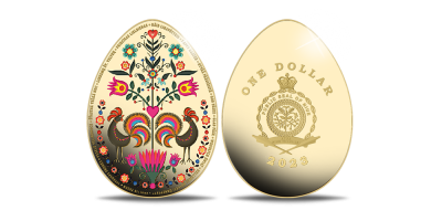 Apzeltīta un krāsota monēta „Lieldienu ola“