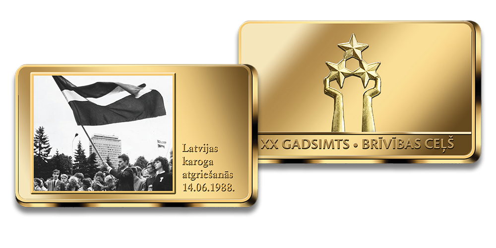 Apzeltīts numismātikas izstrādājums “Trešā Atmoda”