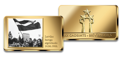 Apzeltīts numismātikas izstrādājums “Trešā Atmoda”