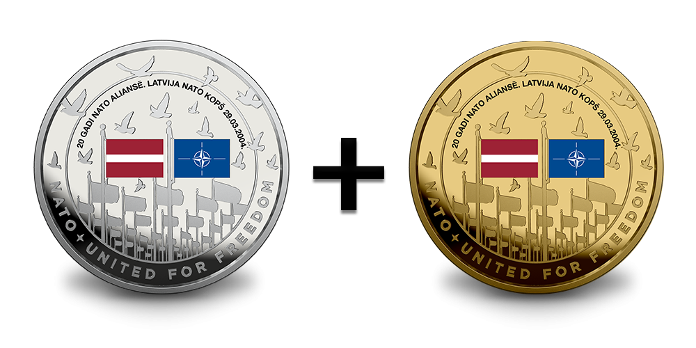 Piemiņas medaļas „LATVIJA - 20 GADI NATO“ – 2 par 1 cenu