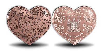 Sirds formas monēta ar rozā zelta pārklājumu „Mūžīgā mīlestība“