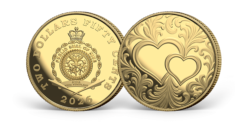 Medaljons ar tīra zelta monētu “Divas sirdis”1