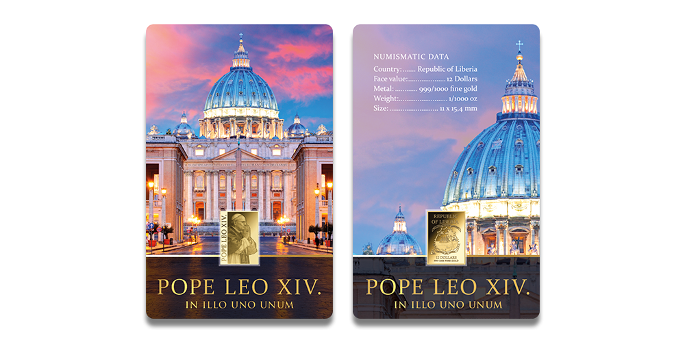 Tīra zelta monēta, kas veltīta pāvestam Leonam XIV1