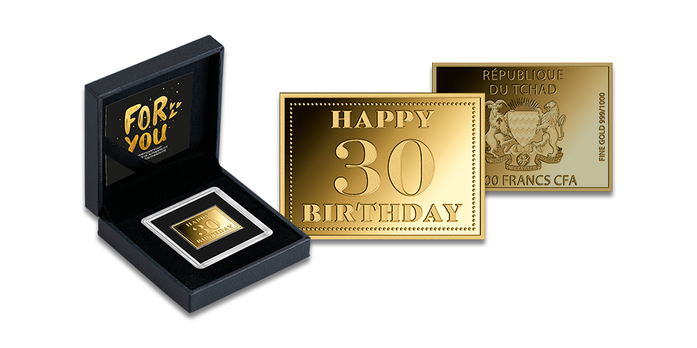 Tīra zelta monēta “Daudz laimes 30. dzimšanas dienā”1
