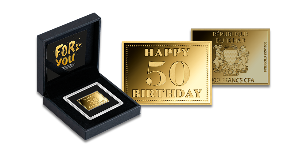 Tīra zelta monēta “Daudz laimes 50. dzimšanas dienā”1