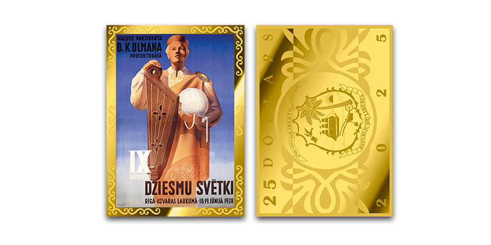 Zelta monētu komplekts “Latvijas pirmās brīvvalsts Dziesmu svētku plakāti”4