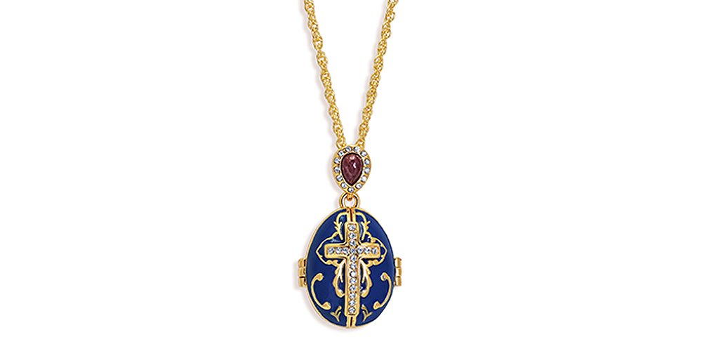 Zils kulons olas formā ar Swarovski kristāliem „Vissvētākā Jēzus Sirds“ Zils kulons olas formā ar Swarovski kristāliem „Vissvētākā Jēzus Sirds“