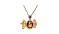 Zils kulons olas formā ar Swarovski kristāliem „Vissvētākā Jēzus Sirds“2