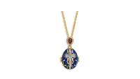 Zils kulons olas formā ar Swarovski kristāliem „Vissvētākā Jēzus Sirds“