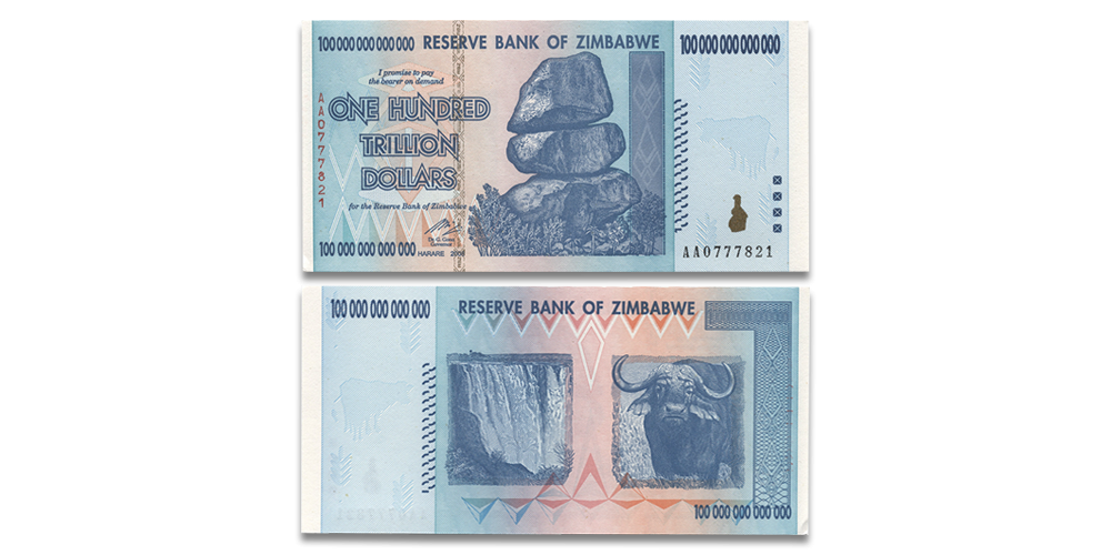 Zimbabves simts triljonu dolāru banknote1